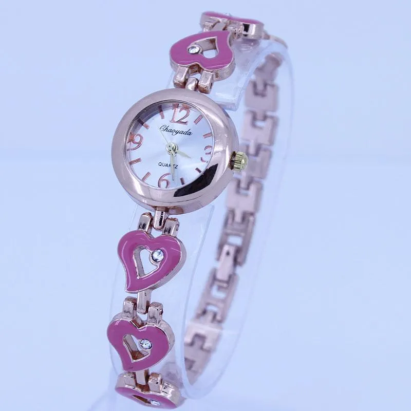 Beiläufige Uhr der Armbanduhr-10pcs/Lot mischte Massenherz-Entwurfs-Dame Women Alloy Strap Kristallquarz-Art- und Weisearmbanduhr-Armband-Uhren