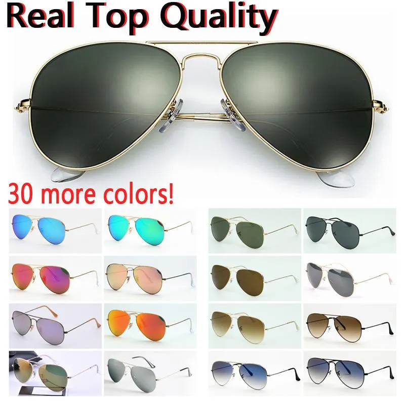 Occhiali da vista Stile classico Occhiali da sole pilota Uomo Donna Moda Lenti in vetro reale Occhiali da sole Donna Uomo con scatola Gafas De Sol Hombre Occhiali da vista