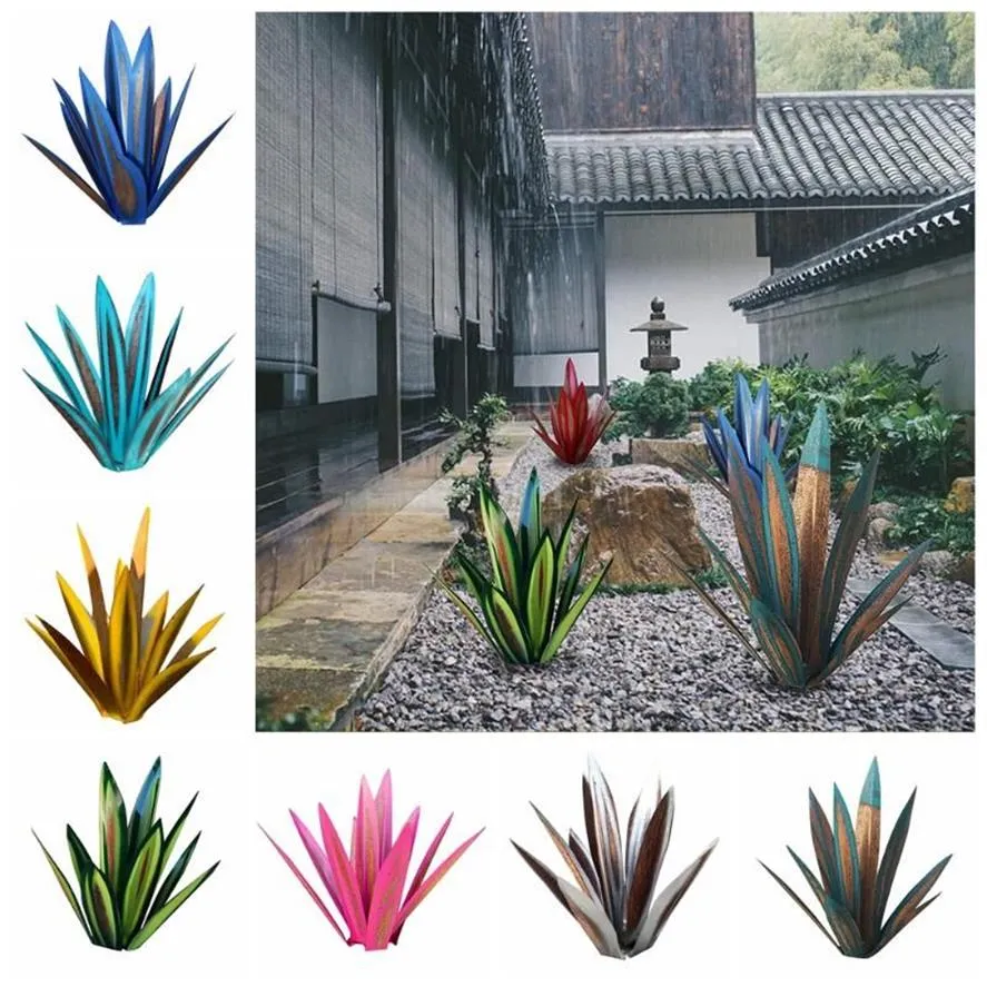 Metalen Agave Plant Handgeschilderde Tuin Yard Kunst Decoratie Tequila Rustieke Sculptuur Standbeeld Beeldje Thuis Outdoor Ornament Decorativ186v