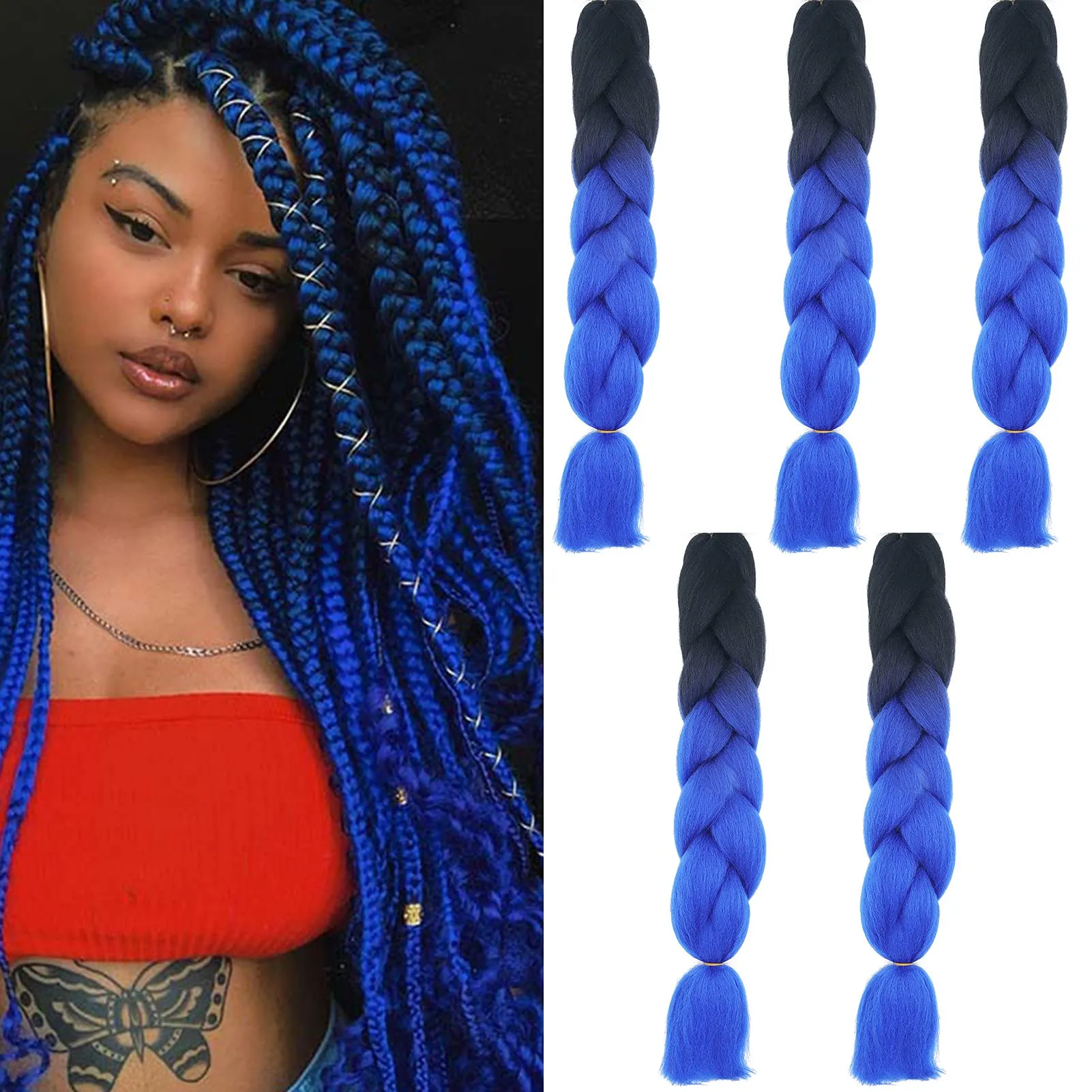 24inch Jumbo Braiding Hair Extensions Ombre Ultra Braid Hair Kanekalon Synthetic Hair Extension for Twist Braids Hair