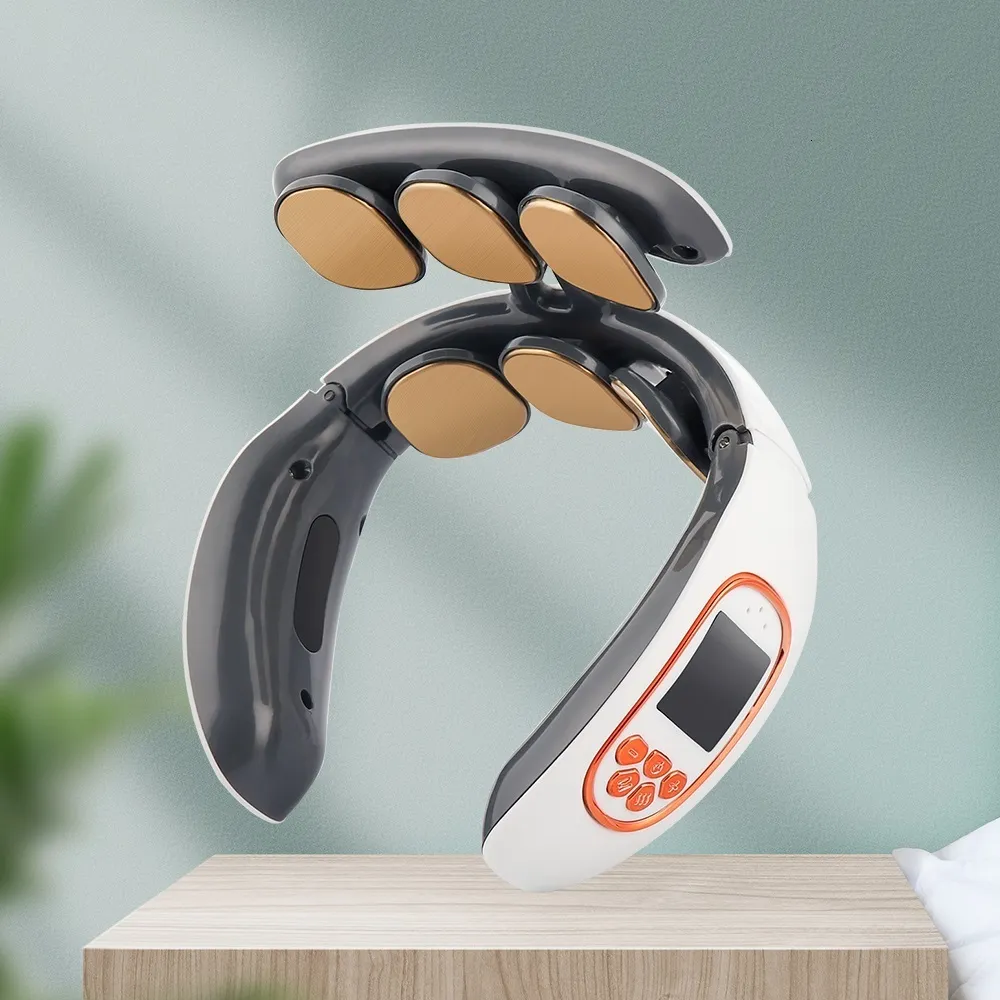 Back Massager Heads 3D Smart Neck Massager 15 Levels TENS Impulse Heating Therapy Nacke Ryggsmärta Lindra Hälsovård_voghion.com