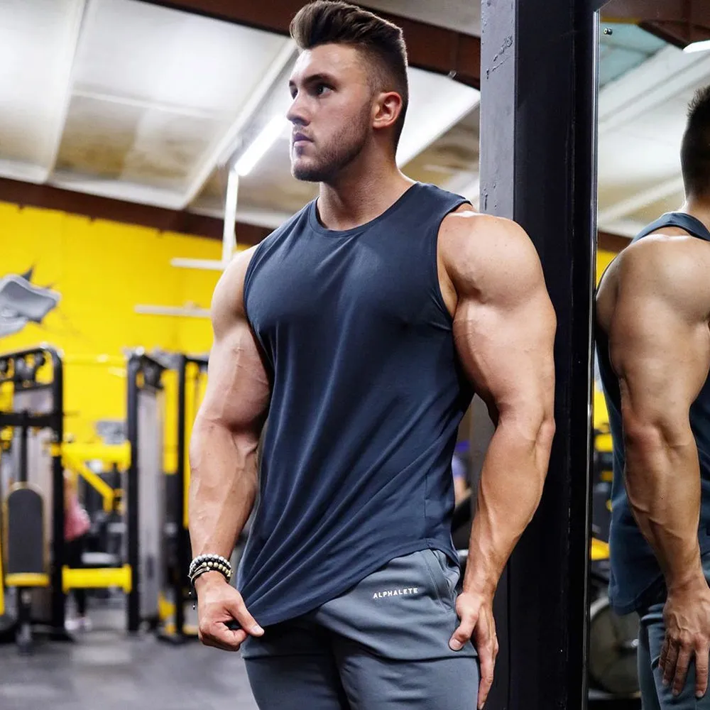 Herrtankstoppar Bodybuilding Tank Tops Men Gym Fitness Workout Cotton Sleeveless Shirt Male Casual Singlet Vest Undertröja CrossFit Clothing 230411