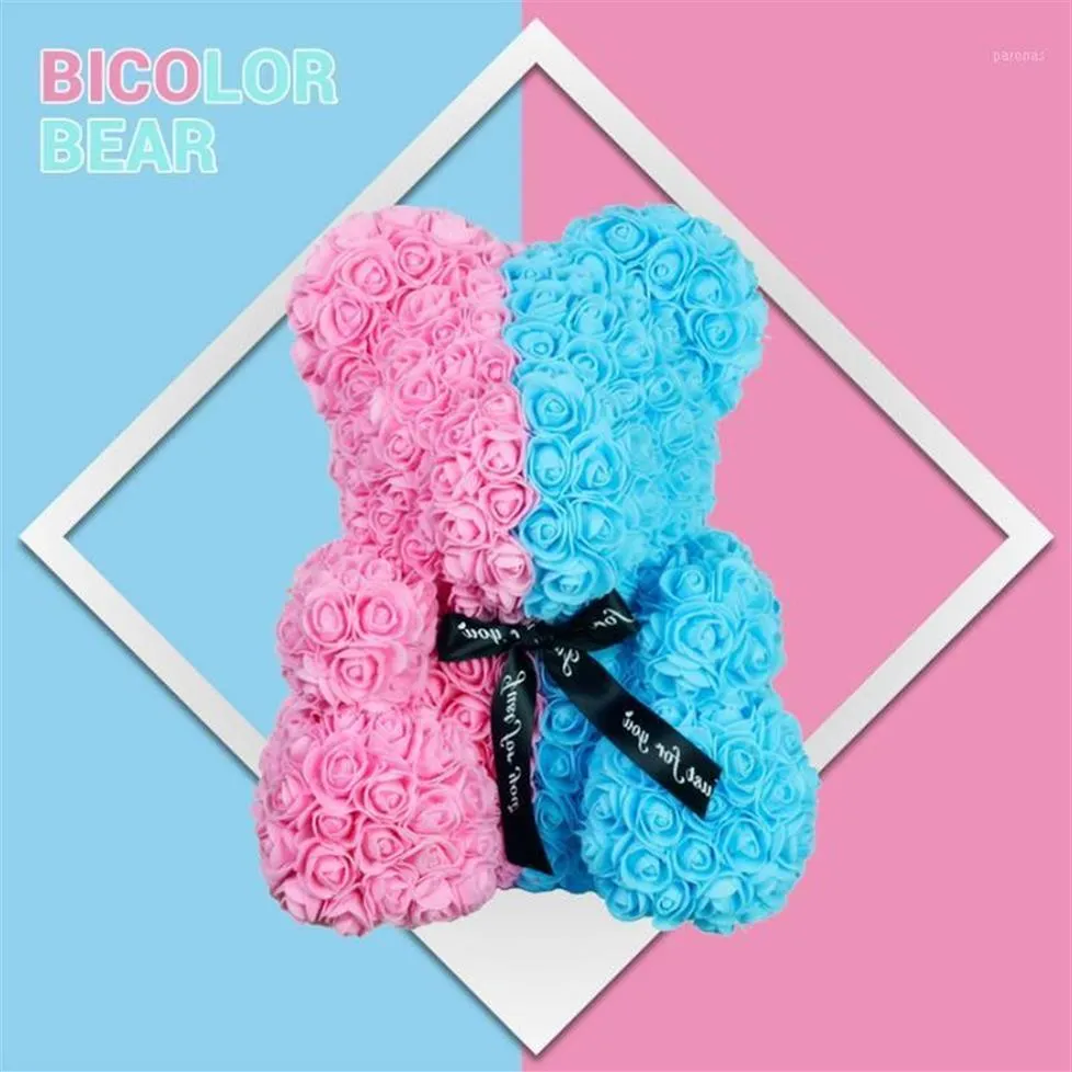 2020 Nuovo bicolore 40 cm orsacchiotto di orsacchiotto di floreali in schiuma artificiale in schiuma rosa box regalo per donne regalo di San Valentino1225k1225k