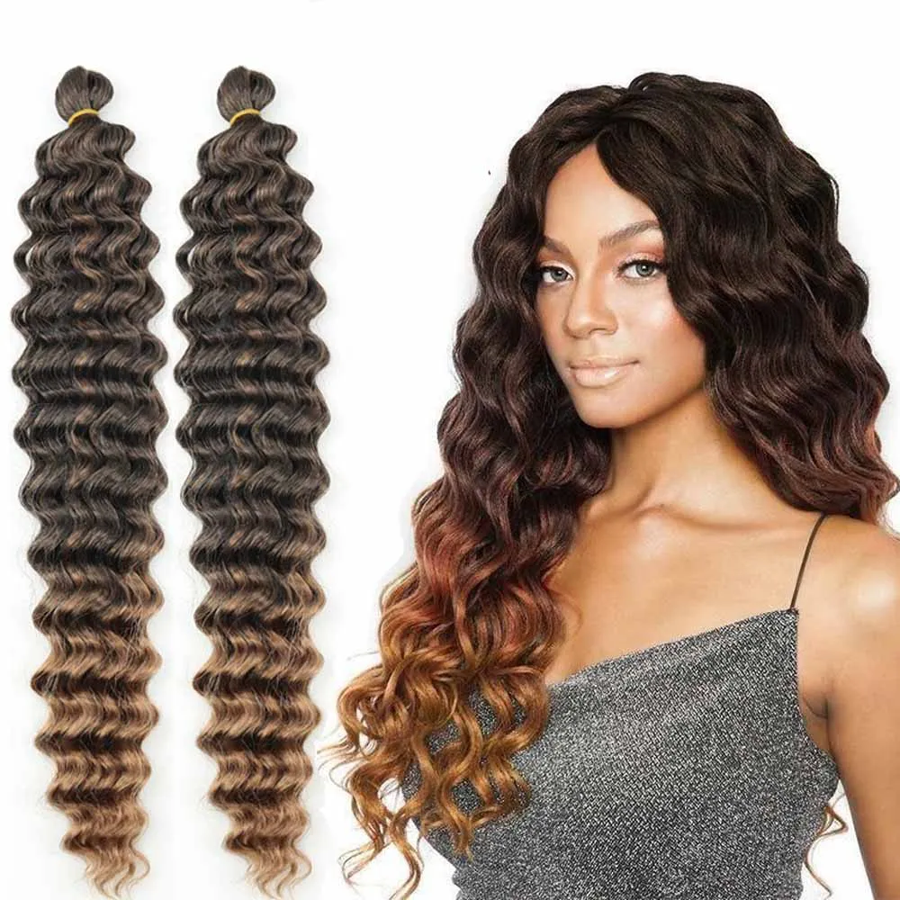 Cabelo de crochê de onda de onda profunda Cabelo de crochê de crochê de 22 polegadas Cabelo de crochê de crochê para mulheres Cabelo sintético para mulheres