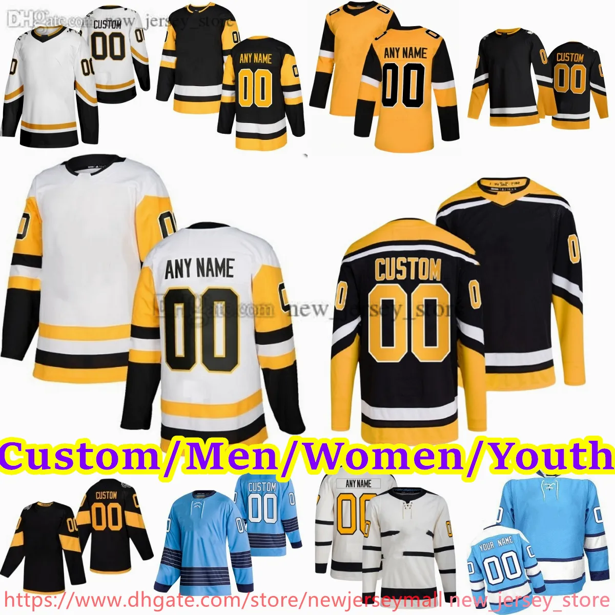 الهوكي الجليدي الجديد 58 Kris Letang Jersey Stitch 71 Evgeni Malkin Jeff Carter Jason Zucker Tristan Jarry Crosby Rickard Rakell Jake Guentzel Jerseys Home Away