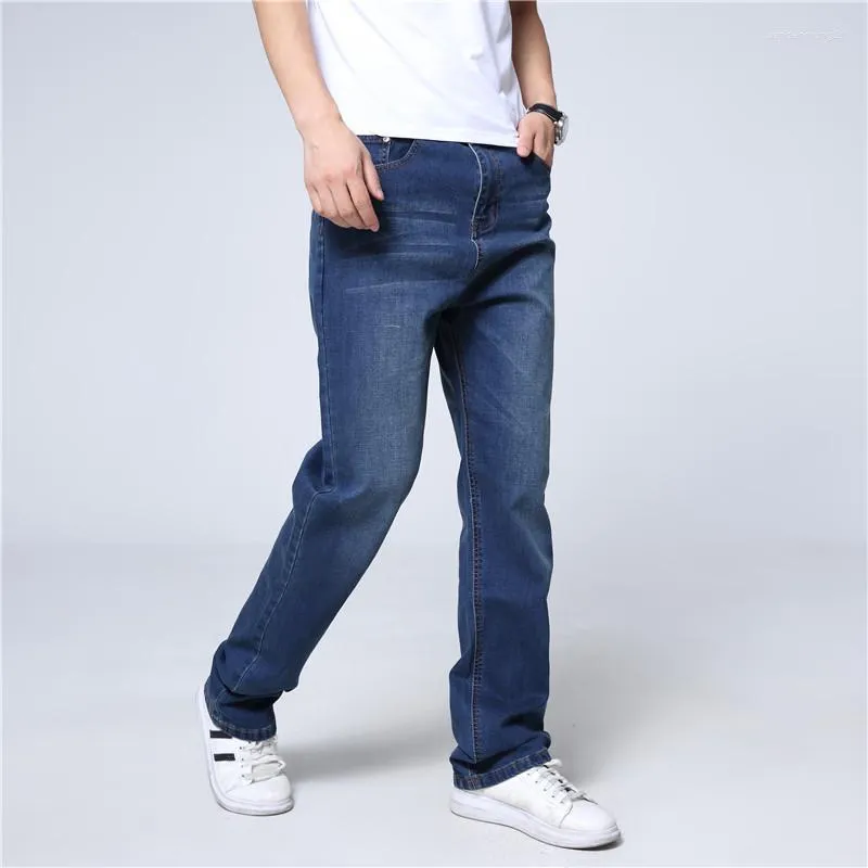 Mäns jeans män våren stretch mäns lösa raka byxor stora storlekar avslappnade byxor för 29 -46 48