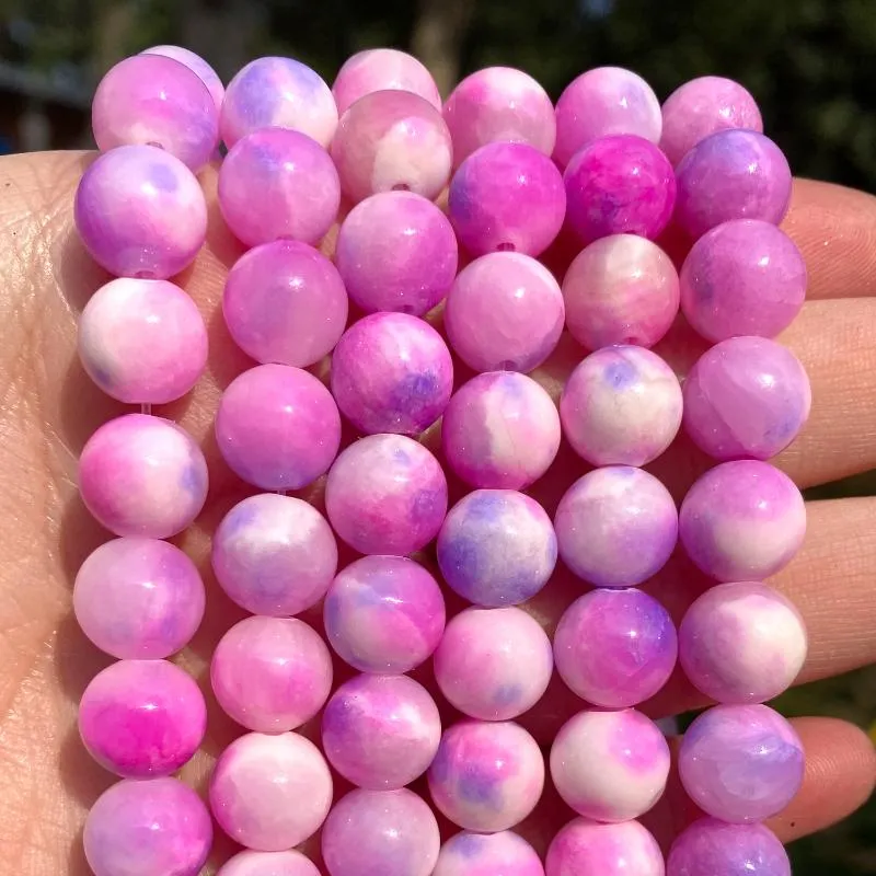 Pärlor Annat naturligt stenljus Purple Lavender Persian Jade Round Loose för DIY -smycken som gör handgjorda armbandhalsband 15''other