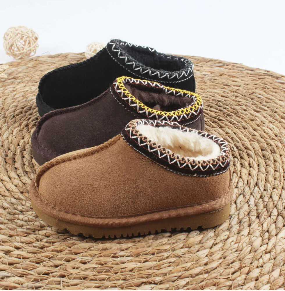 Pantoufles Tasman pour enfants en bas âge, sandales Uggies tressées Tazz, chaussures pour bébé, diapositives en fourrure de châtaigne, peau de mouton, peau de mouton, classique, Ultra mini botte, mules d'hiver, chaussures australiennes b327