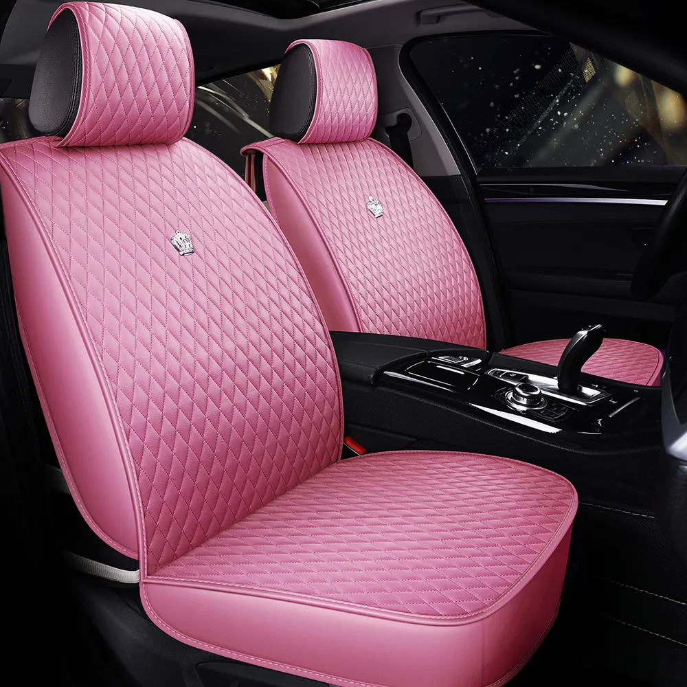 DHgate Universal Waterproof Car Seat Cover Artificial Leather Auto Seat Cushion Pink Rhinestone Automobiles Motorcycles