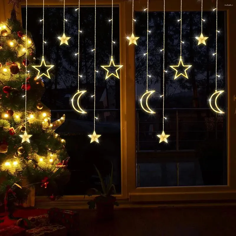 Strings 2023 Przyjazd LED Straż Light Light Star Moon Fairy For Window Wall Home Dekoracja