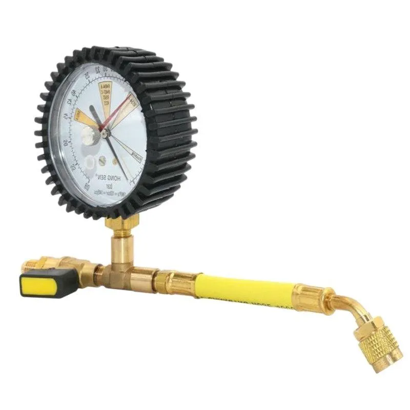 Freeshipping 1/4SAE Air Conditioning Refrigeration Test Nitrogen Pressure Gauge Simple Refrigerant Table for R134A R22 R410A Fbwau