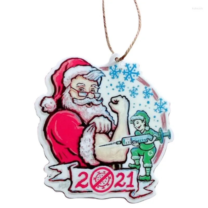 Christmas Decorations Mini Tree Hanging Ornaments Cute Acrylic Santa Claus Keychain With Rope Decor Home SuccessfulChristmas