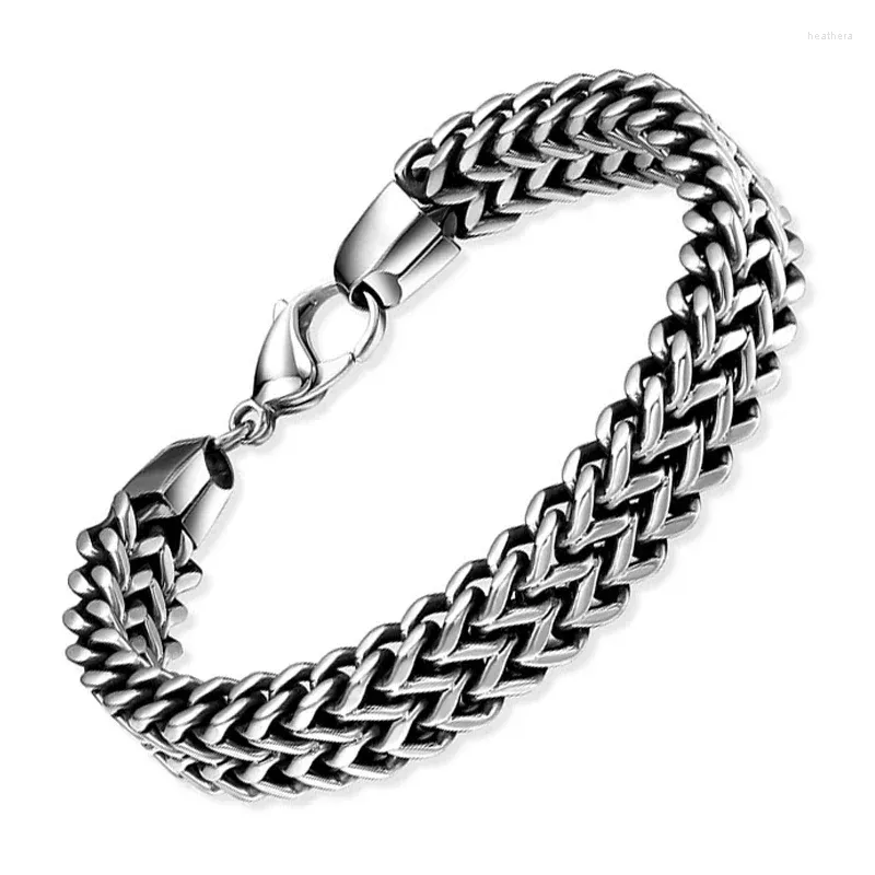 Link pulseiras charme pulseira homens corrente de aço inoxidável na mão moda retro hip hop presentes para acessórios masculinos atacado