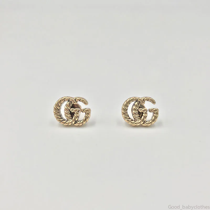 Vintage Stud Earrings Brand Letter Circle Gold Fashion Temperament Luxury Jewelry Designer