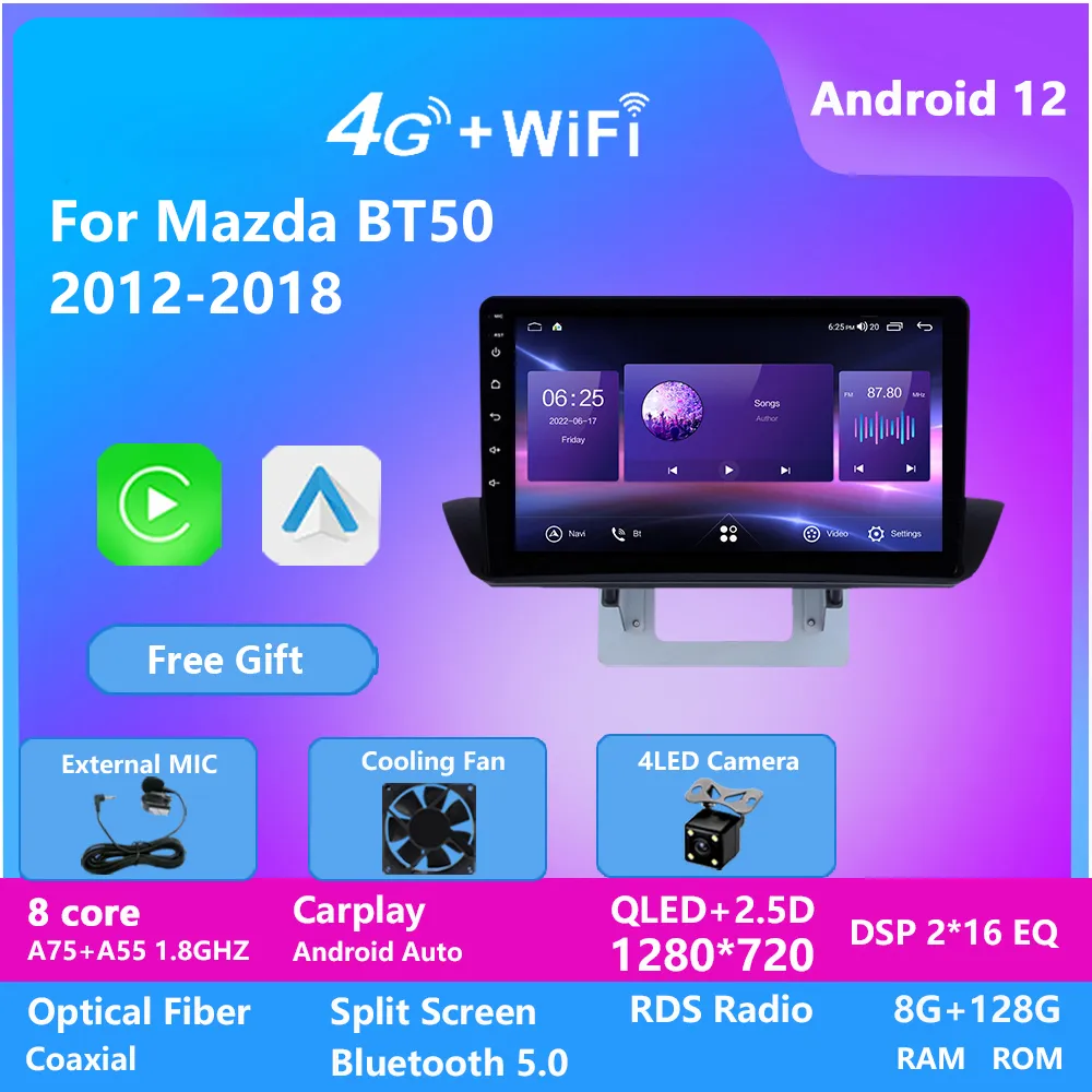 Multimedia Radio GPS Navigation Car Video Player för Mazda BT50 2012 2013 2014-2018 med Bluetooth 2.5D IPS-skärm