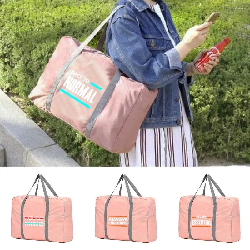 Duffel Çantalar Seyahat Duffle Bag Organizatör Kadınlar Katlanabilir Çantalar Giysileri Sıralama Depolama İfade Desen Bagaj Aksesuarları