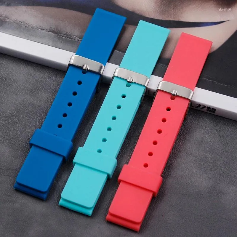 Watch Bands Silicone Strap Men's 20mm Ladies Outdoor Sports Waterproof And Sweat-proof Rubber Accessories Pin Buckle