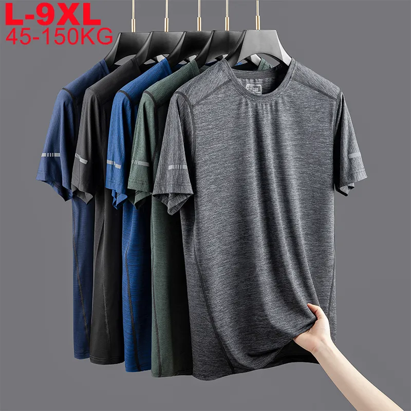 T-shirt da uomo Taglie forti 9xl 8xl 7xl 6xl T-shirt da uomo Estate Quick Dry T-shirt manica corta T-shirt oversize da uomo Sport Tee Tops 230412