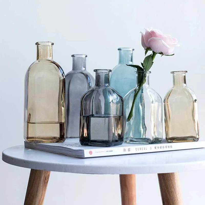 Vase En Verre Transparent Pour La Maison Et Le Bureau - Hauteur : 22 Cm - 10 X 22 Cm
