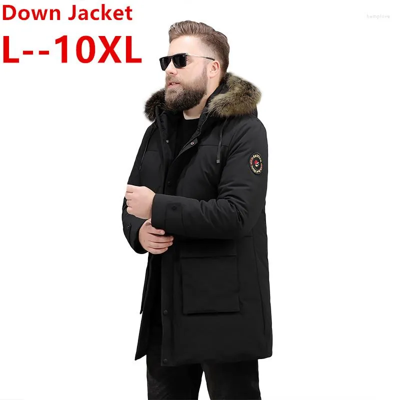 Heren down plus 10xl 8xl 6xl 2023 winterjas hoogwaardige afneembare hoed mannelijke jassen dikke warme bont kraagkleding