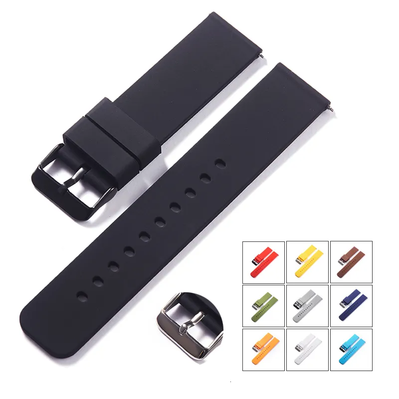 Titta på band Silikonremmen Snabbutgivning Titta på remmen 1214161820mm 22mm 24mm Watertproof Soft Rubber Smart Watch Band Armband Belts 230411