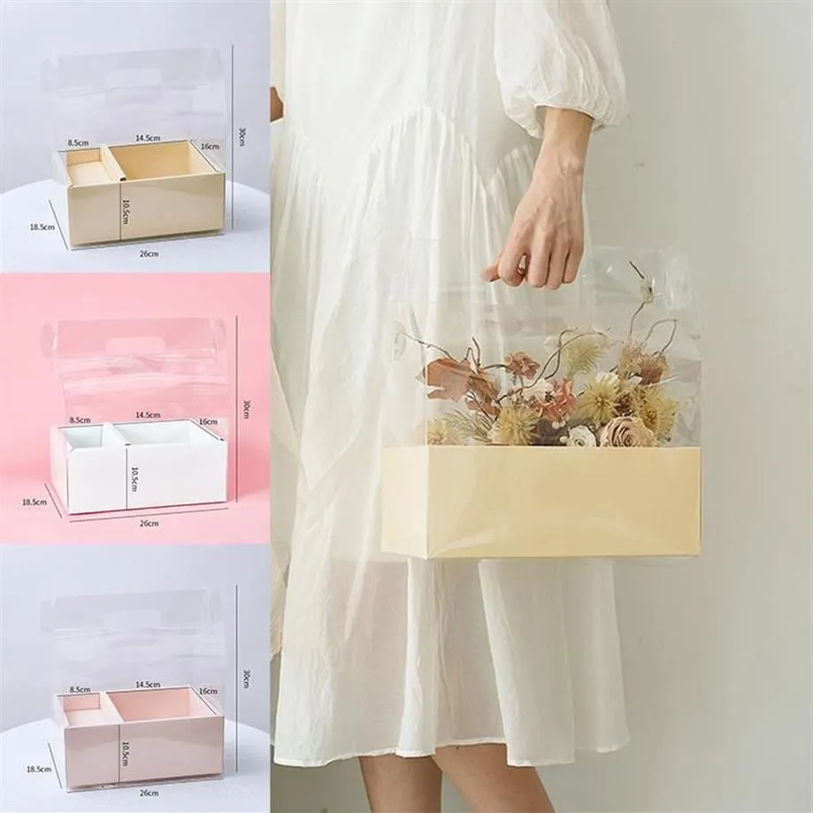 Gift Wrap Crystal Box PVC Portable Transparent Flower Packaging Floral Bag Beautiful Surprise Wedding Ceremony Cake254Y