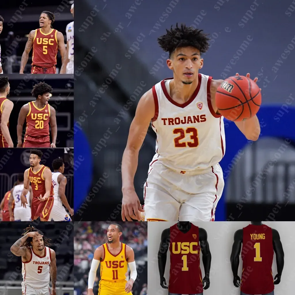 NCAA USC 트로이 목마 농구 유니폼 6 브론니 제임스 주니어 에반 모블리 부기 엘리스 이사야 모블리 드류 피터슨 부 카르 쿨리 알리 맥스 폴로