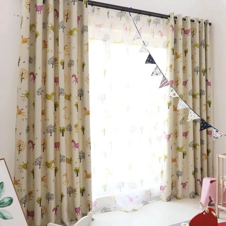 Curtain Customization Cartoon Curtains For Living Dining Room Bedroom Printed Fabric Window Screen Pony Finished Children's