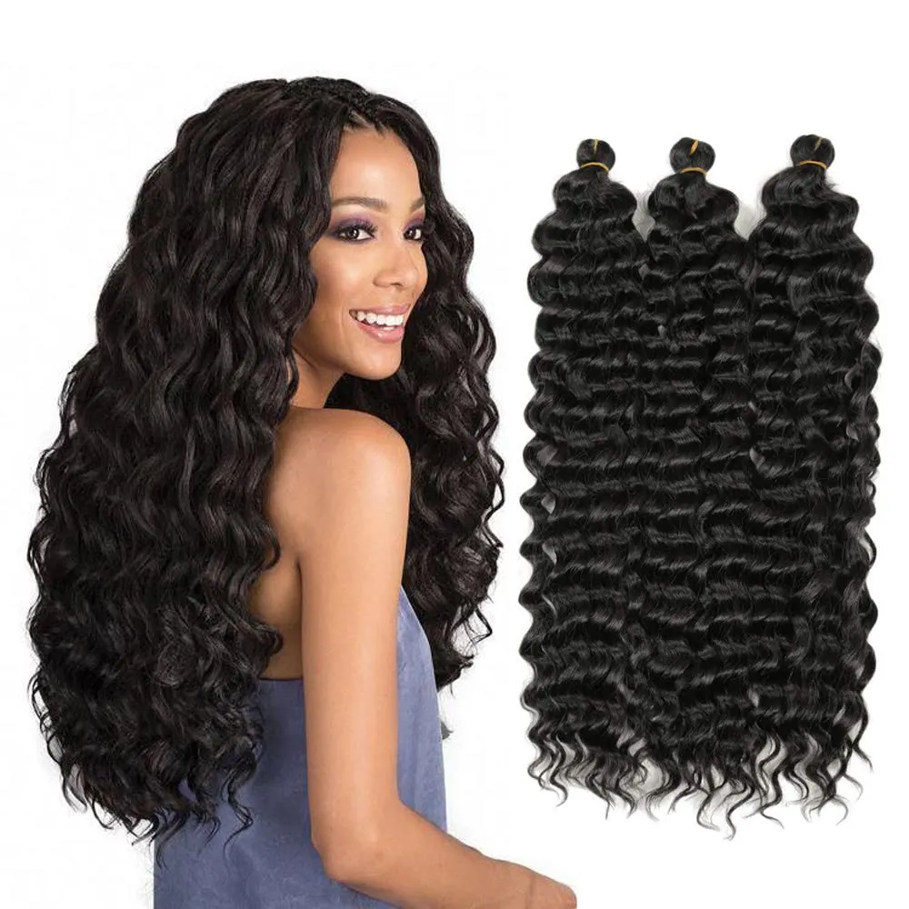 Ombre Deep Wave Twist Crochet Braid Synthetic Human Curly Braiding