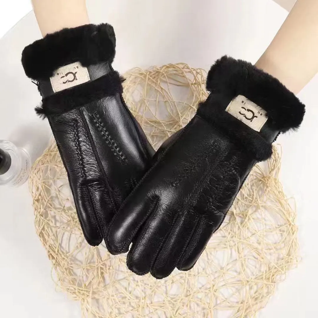 Gloves designer gloves luxury gloves designer Solid colour letter leather design gloves warm Waterproof cycling padded warmth women gloves Christmas gift style