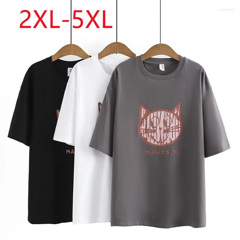 Women's T Shirts 2023 Ladies Spring Summer Plus Size Tops For Women Large Short Sleeve O-neck Grey Print T-shirt 2XL 3XL 4XL 5XL