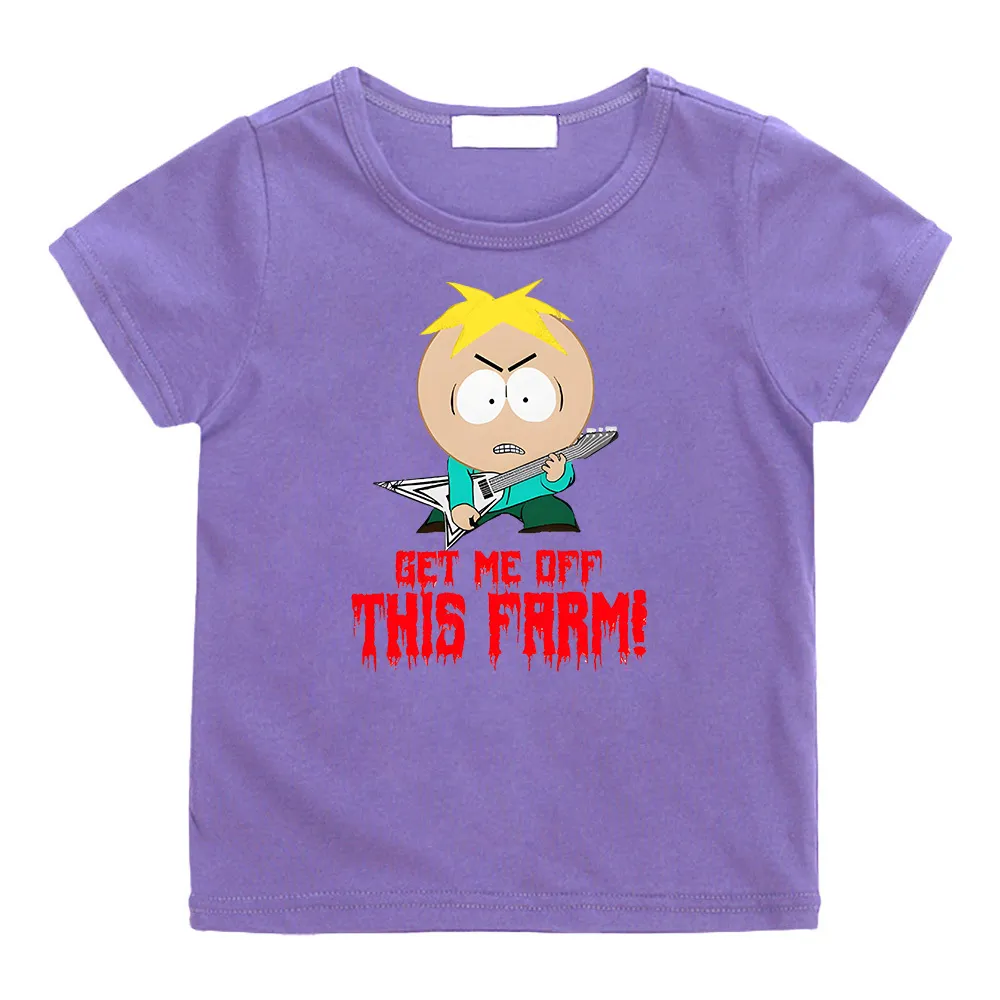 T-shirts Children's S-South Park Deep Red Dawn T-shirt 100% Cotton Girls' T-shirt Boys' Summer Short Sleeve T-shirt Kawaii T-shirt Top 230412