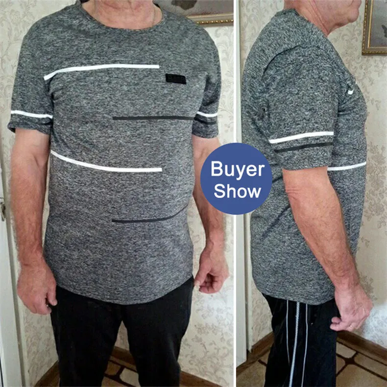 9XL Summer T shirts Men Clothing Polyester Plus Size 5XL 6XL 7XL 8XL Male Tshirts Breathable Short Sleeve Strip Top Tees O-Neck 08
