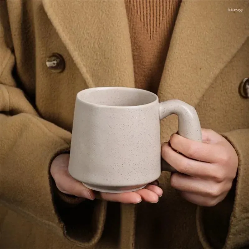 Tasses soucoupes en céramique poignée épaisse tasse japonaise couleur unie tasse à lait café créatif Simple bureau boire