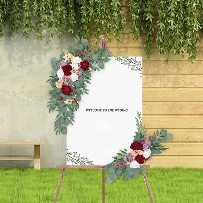 Bruiloft bloemen boog witte nep roos bloemenslinger voor huisdecoratie