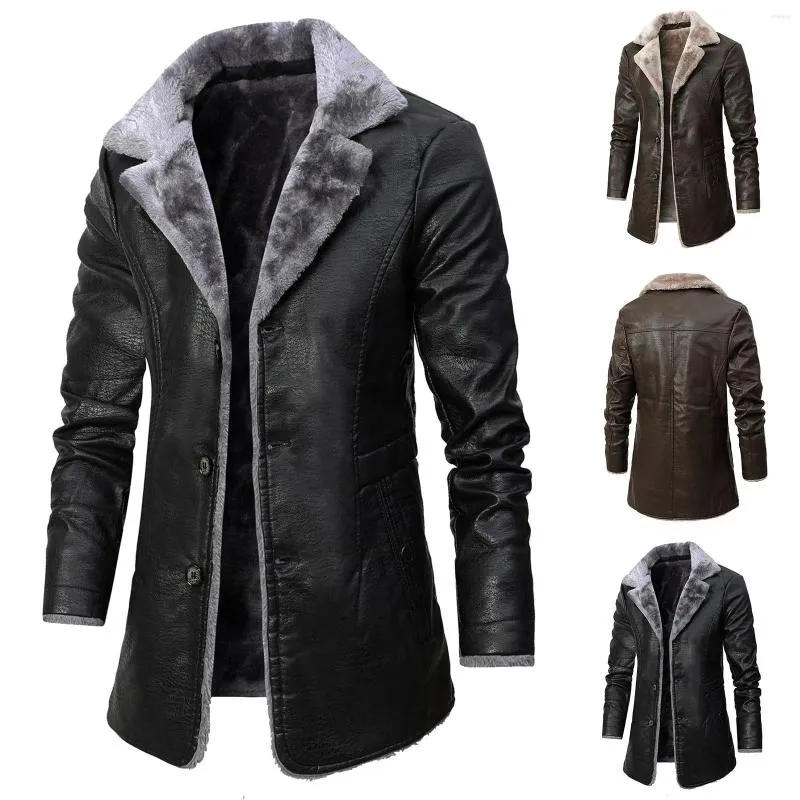 Mäns jackor Autumn och Winter Jacket Mid-Längd Business Retro Velvet Lapel Set H hooded Collar Cord Men al