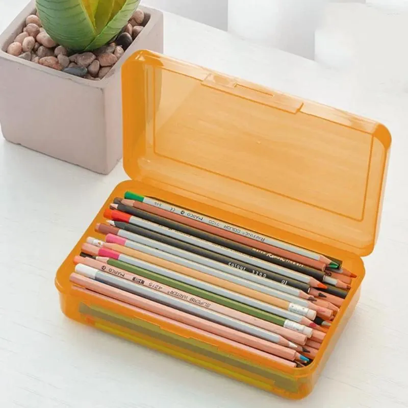 Estuche de bolígrafo transparente de Color caramelo, papelería de gran capacidad, caja de lápices transparente para niños, suministros escolares