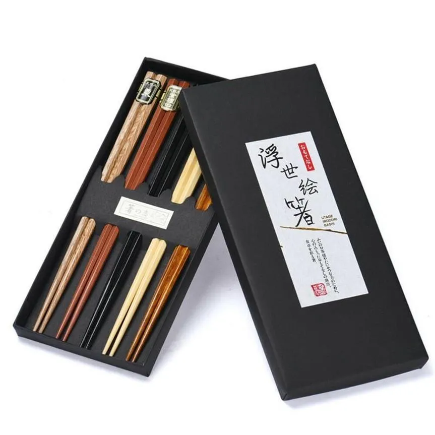 Baguettes 5 paires de bâtonnets de Sushi japonais en bois, nouilles, vaisselle coréenne, fournitures de cuisine Chinese265r