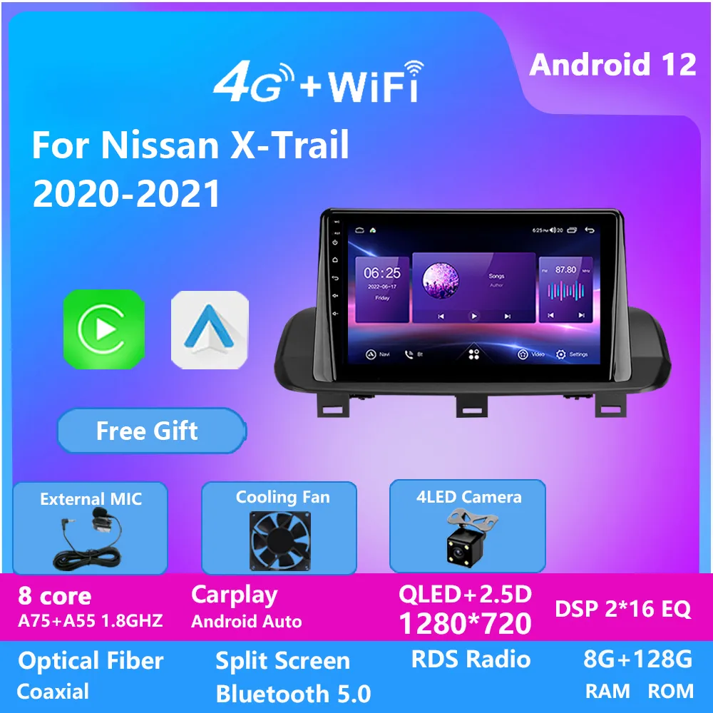 Android 13 Wideo dla Nissan X-Trail 2020-2021 Multimedia Player Radio Autoradio Audio Stereo Nawigacja GPS Auto Head Unit