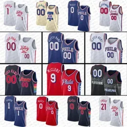 Joel Embiid 9 McClung Custom Basketball Jerseys James Harden Tyrese Maxey PJ Tucker Tobias Harris Jalen McDaniels Sixer City240y