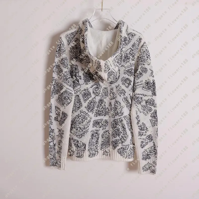 Women`s Sweaters 23 Fall Winter Cashmere Embroidered Hooded Knitwear Sweater Jacket Women`s South Oil High-end Boutique Heavy Industry Thermal Top