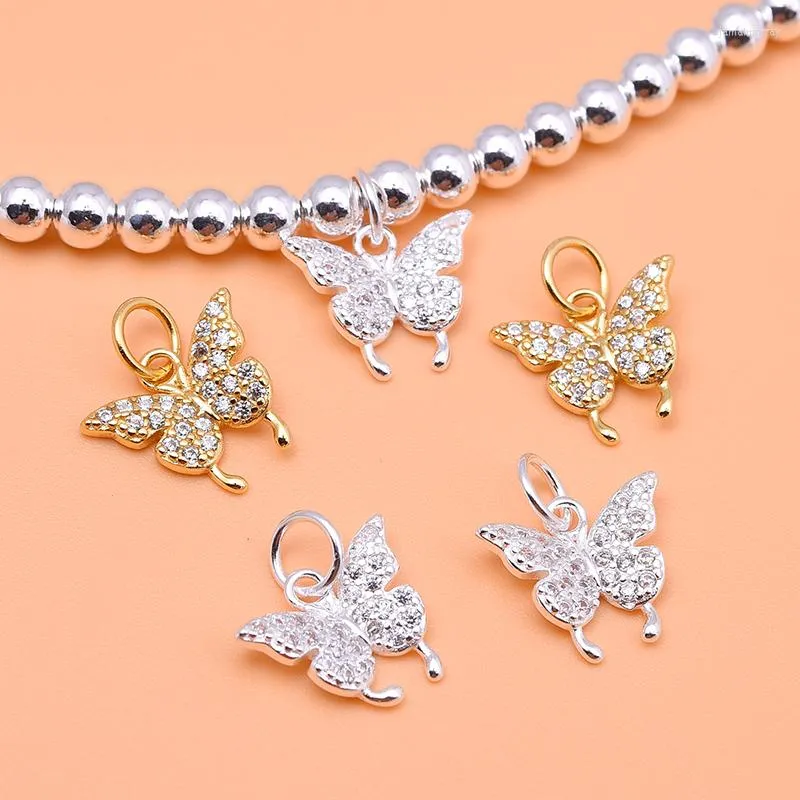 Charms S925 Sterling Silver Korean Version Fashion Accessories Light Luxury Butterfly Pendant DIY Bracelet Necklace