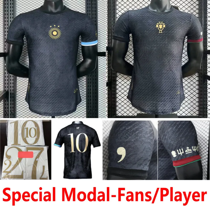 2023 2024 Argentine Portugal le maillot siu La Pulga fans version joueur spécial BRASIL neymar jr messis Ronaldo uniformes de chemise noire chemise noire hommes taille S-XXL