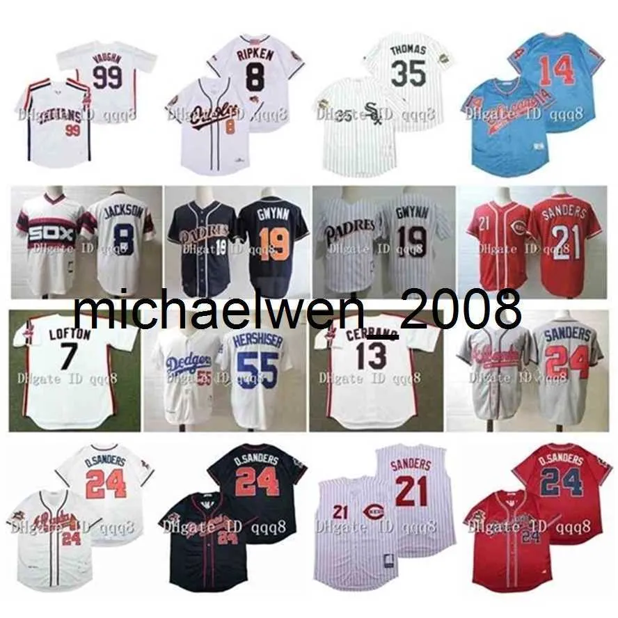 Vintage RICKY WILD THING VAUGHN Maillots Cal Ripken Jr. Orel Hershiser Kenny Lofton Tony Gwynn Pedro Cerrano Reggie Deion Sanders Jackson