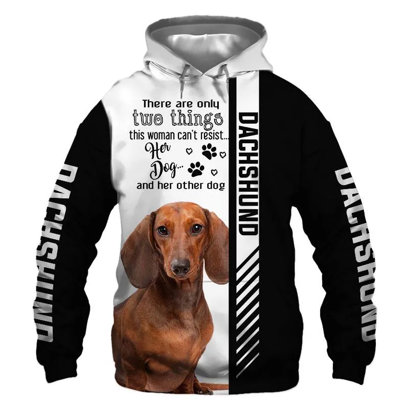 Мужские толстовины толстовины животных Dachshund Dog 3D печатная куртка мужчины/женщины Harajuku Hoodie Unisex Casual Streetwear. Пуловая толстовка Suda