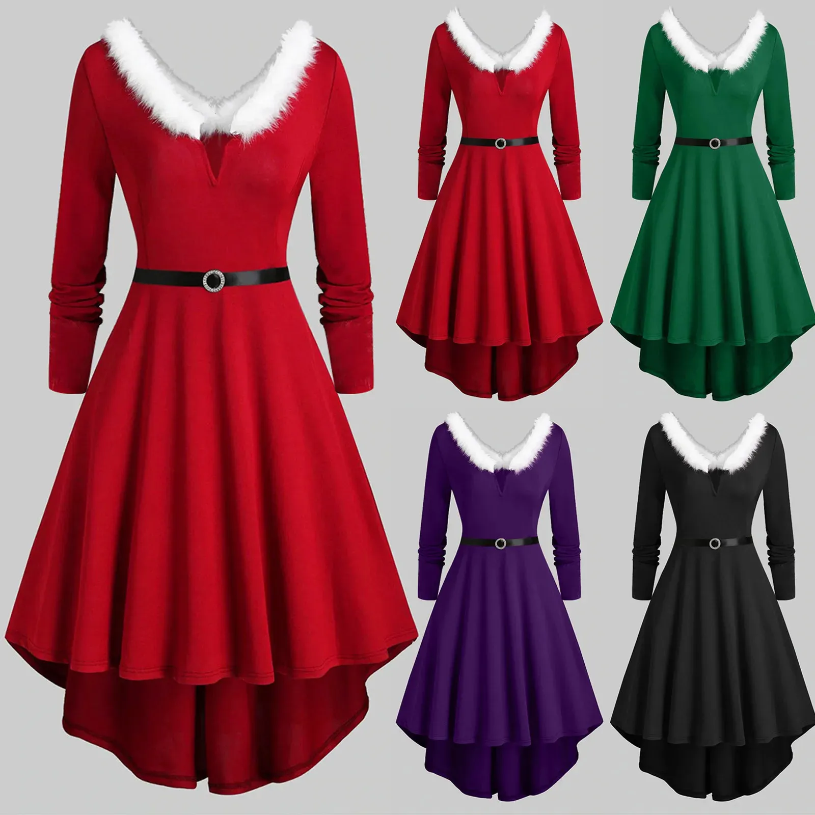 الفساتين الأساسية عالي الجودة نساء النساء فستان عيد الميلاد مثير أزياء عيد الميلاد الأحمر سانتا كلوز للبالغين زي كيمونو عيد الميلاد S-5XL 231110