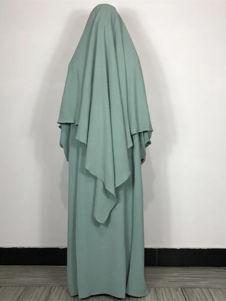 Этническая одежда Ид мусульманские женщины Абая Лонг Химар Платье 2 куски молитвенной одежды Абая Хиджаб Полный обложка Рамадан Кафтан Джилбаб Джеллаба 230411
