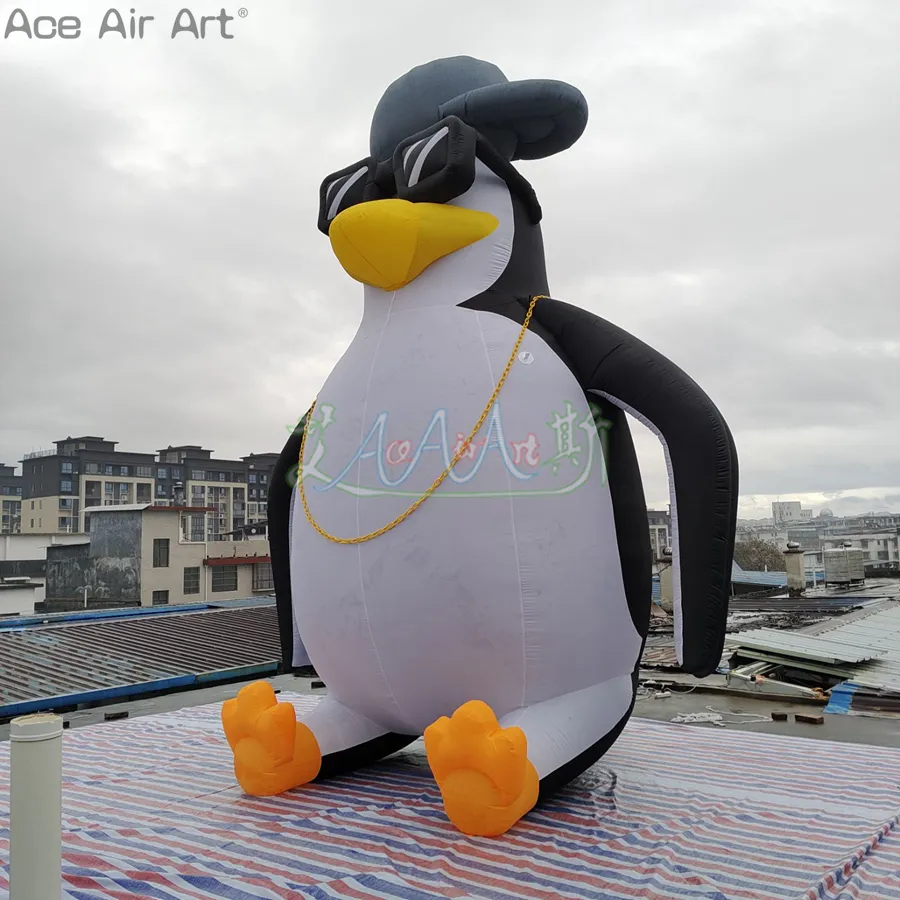 Giant Inflatable Penguin - Custom Cartoon Penguin with Hat & Juice Cup ...