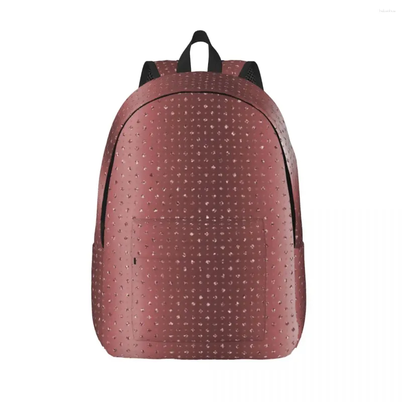 Backpack Rose Gold Diamond Unisex Luxury Shiny Decorative Big Backpacks Streetwear High School Bags Daily Colorful Rucksack