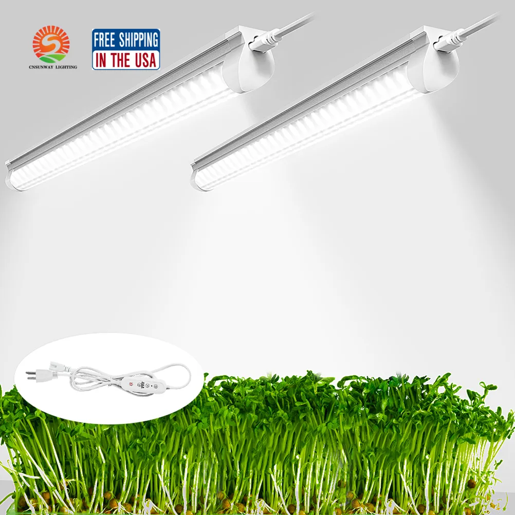 LED Grow Light 2ft led tube white Full Spectrum Fixture 20W High Output Plant Lighting Fixture Timing Growing Lights for Indoor Plants veg bloom bulb succulent lamp